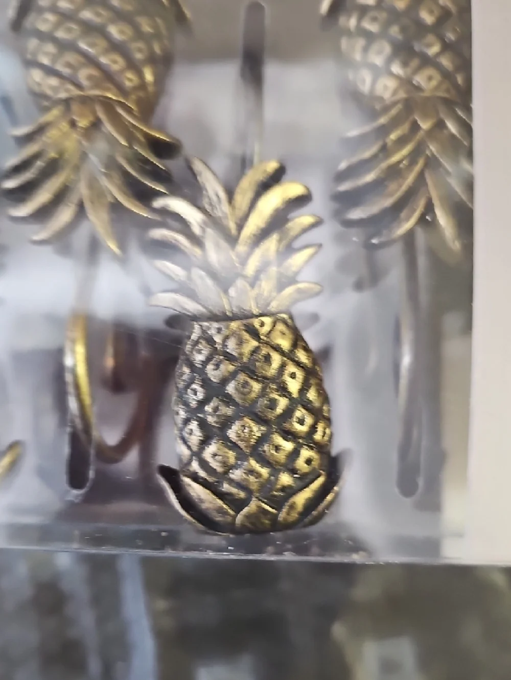 NIB Croscill Home Pineapple Shower Curtain Hooks - Set of 12 - Bronze/Gold